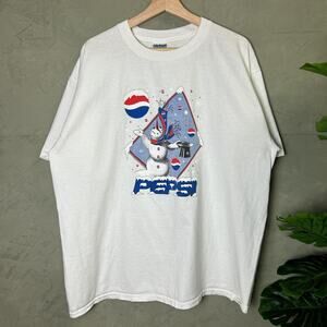 Vintage Pepsi Promo 90s Puff Print Winter Snowman XL Shirt